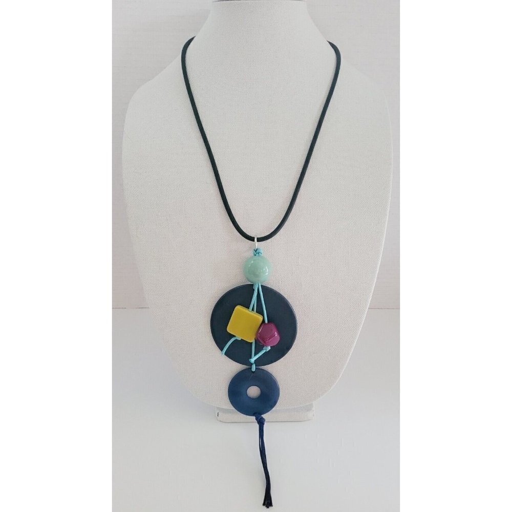 Alisha D Fashion Acrylic Pendant Geometric Boho African Tribal Necklace 24-26"